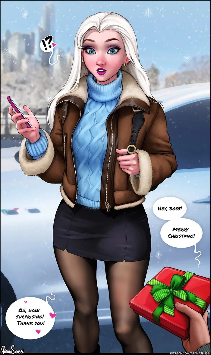 Christmas with Elsa (Part 1) - Art, Aromasensei, Elsa, Cold heart, Christmas, Longpost, Comics