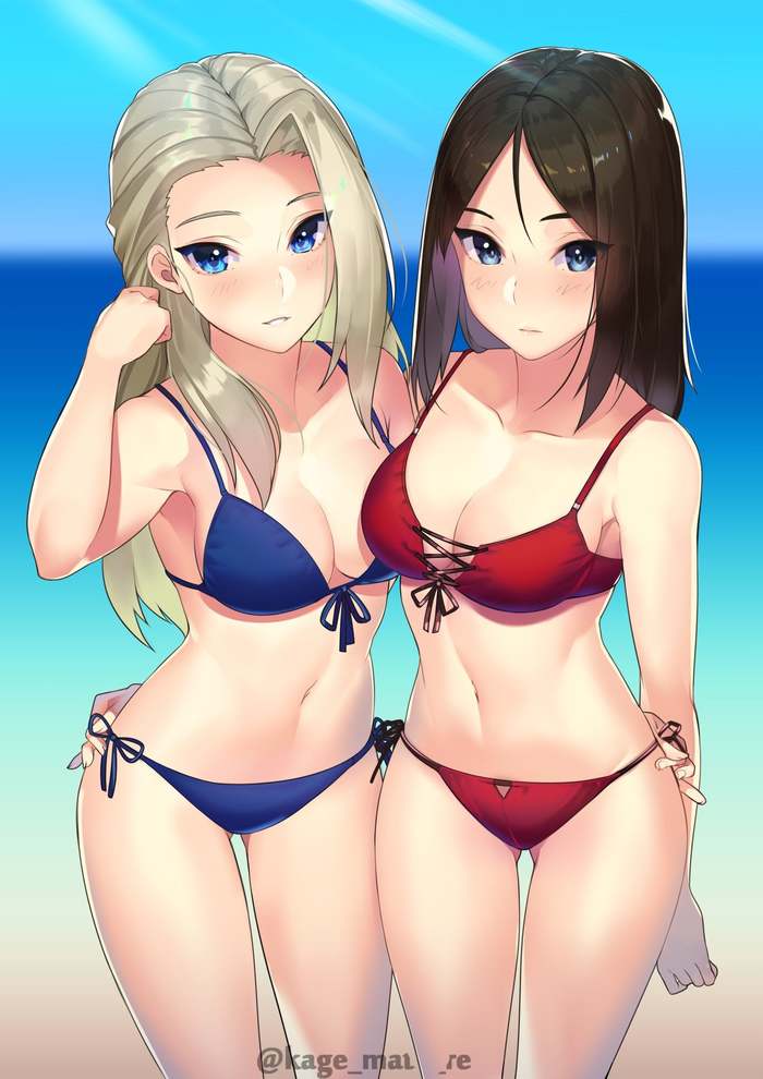 Clara and Nonna - NSFW, Girls und panzer, Anime, Anime art, Clara, Nonna, Swimsuit, Bikini