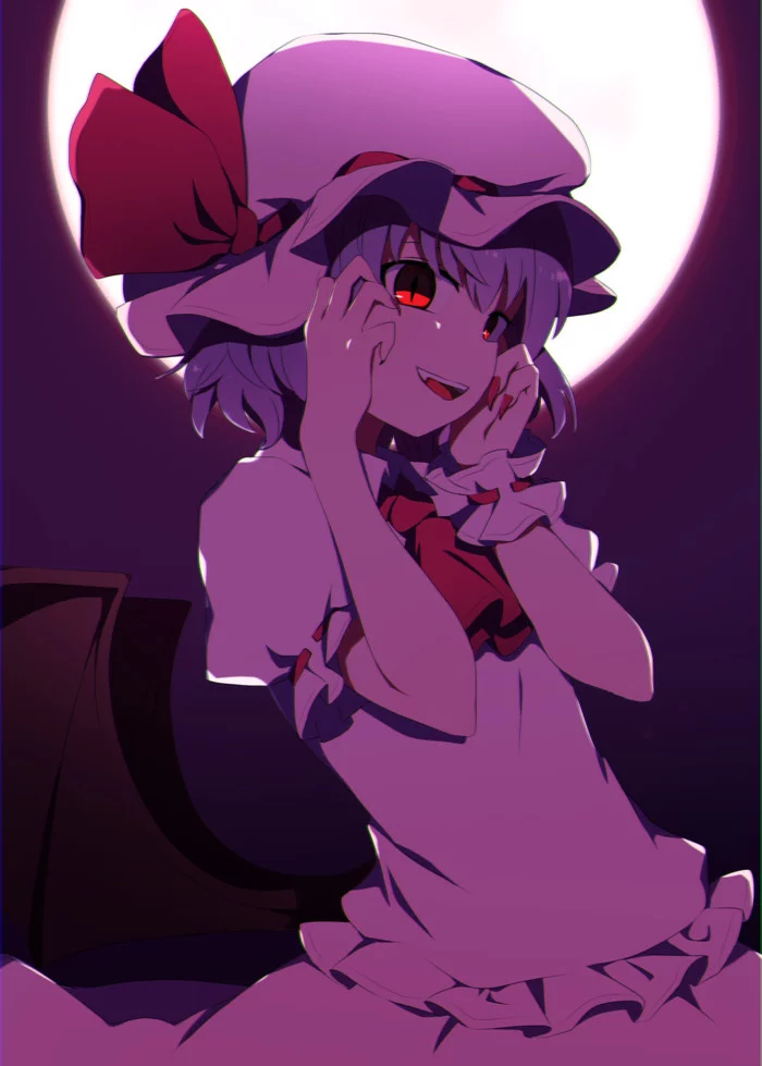 Потому что луна такая красная - Touhou, Remilia Scarlet, Anime Art, Аниме, Полнолуние