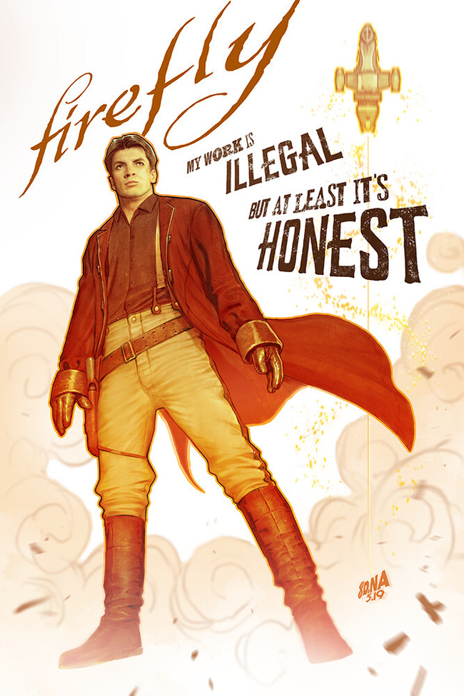 My work is illegal, but at least it's honest - The series Firefly, Art, Malcolm Reynolds, David Nakayama