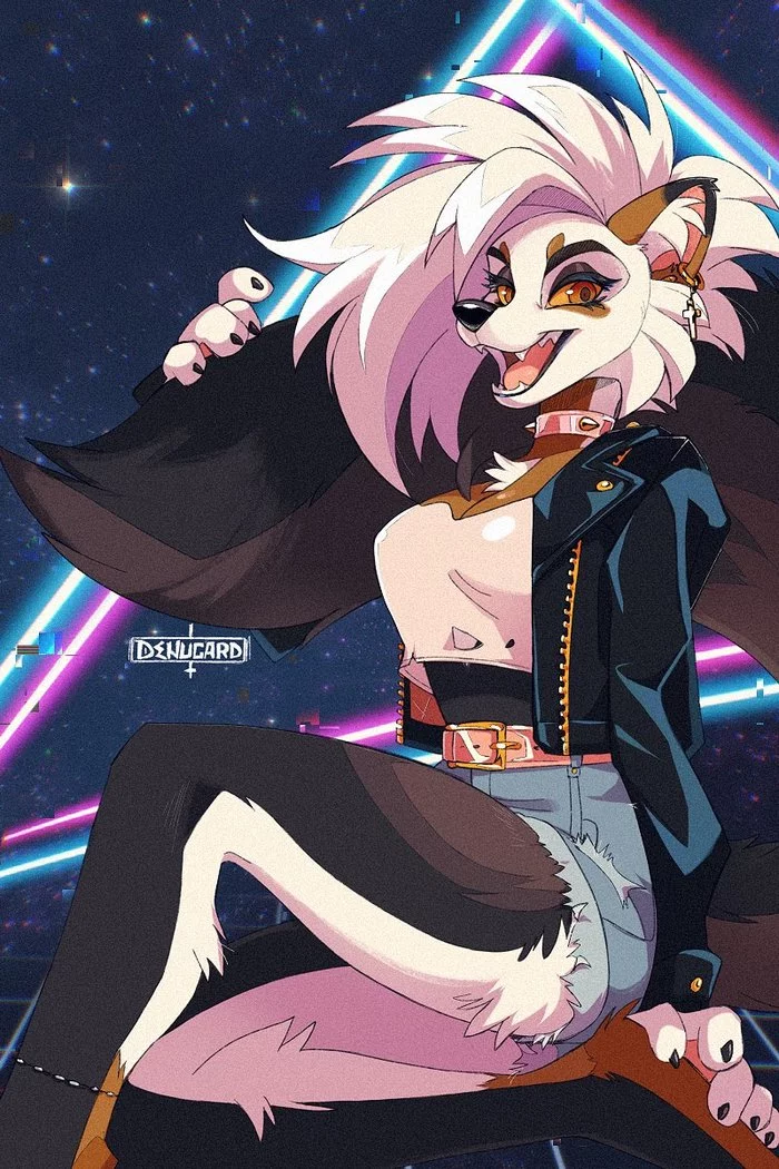 Retrowave - Furry, Anthro, Art, Furry canine, Denucard