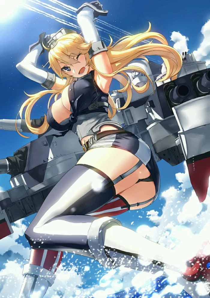 Iowa - NSFW, Kantai collection, Anime, Anime art, Uss Iowa, Sugoi dekai, Boobs, Booty, Pantsu