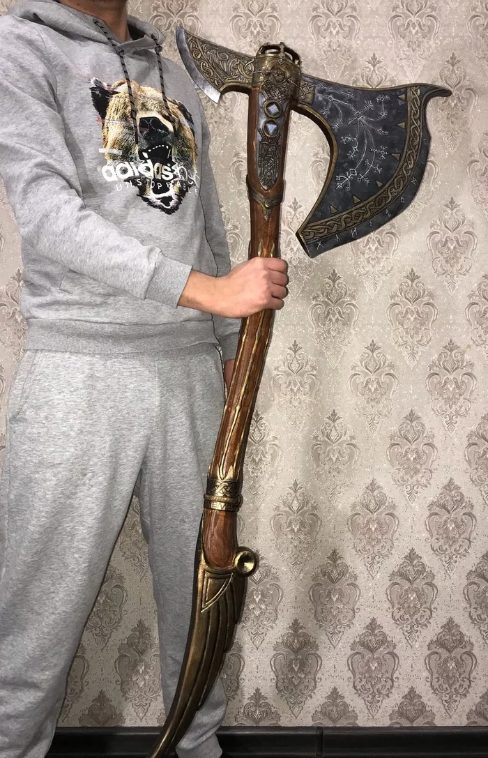 Ax of Kratos from God of War 4, fourth - My, With your own hands, God of war, Kratos, Leviathan, Axe, Craft, Cosplay, Games, , Creation, Longpost, Needlework with process