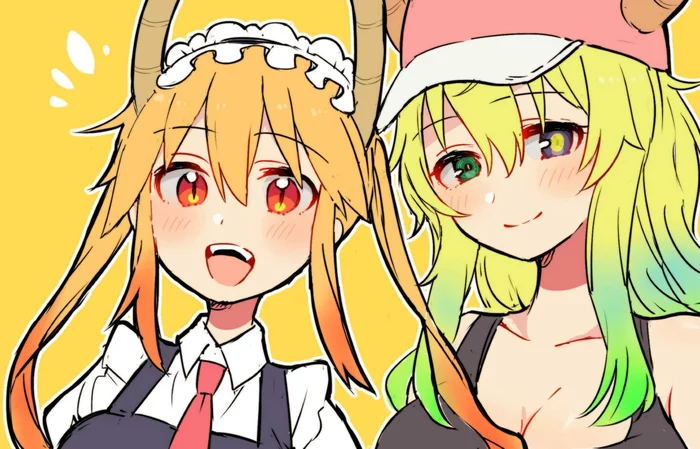 Селфи - Kobayashi-San chi no maidragon, Tooru, Lucoa, Anime Art, Аниме