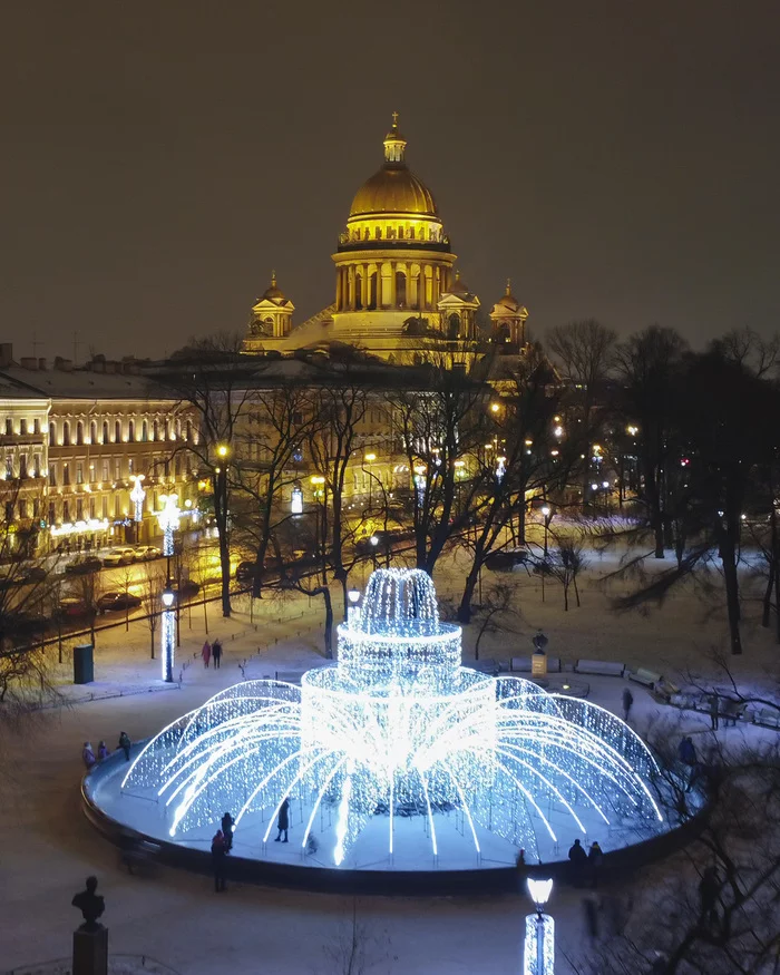 Александровский сад - Моё, DJI, Санкт-Петербург, Адмиралтейство, Александровский сад, Исаакиевский собор, Фонтан