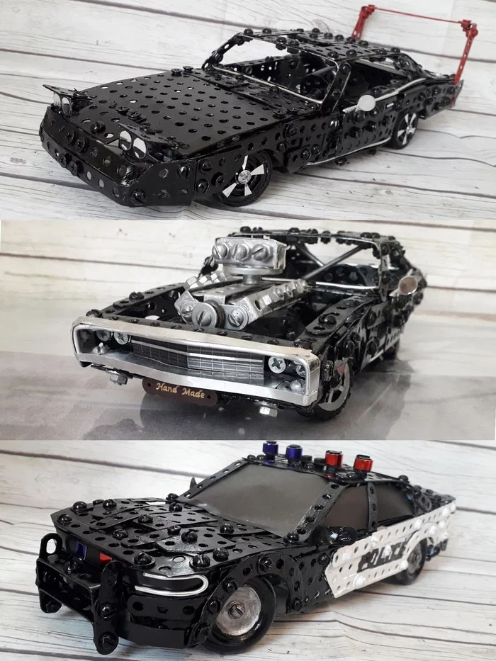 1969, 1970, 2020 Dodge Charger from a metal construction kit - My, Dodge, US police, Modeling, The fast and the furious, Muscle car, Constructor, Handmade