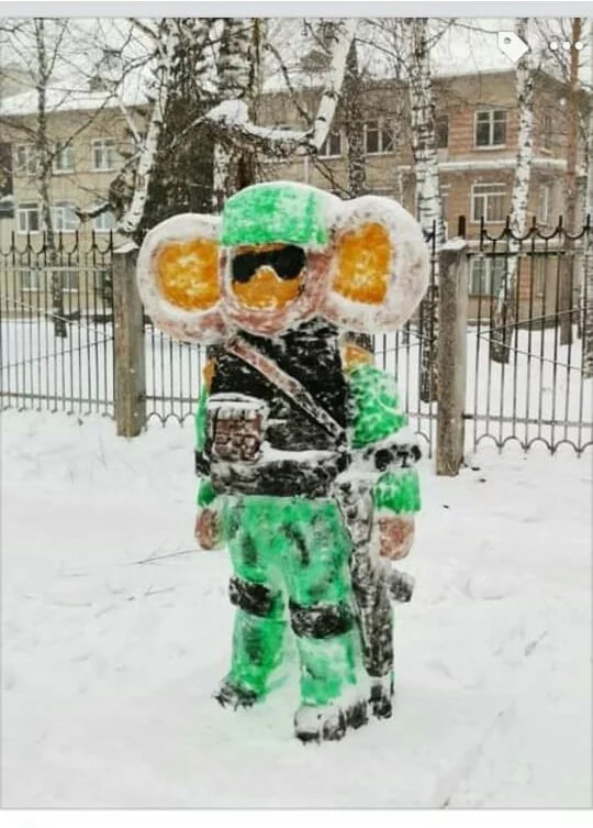 Response to the Barnaul beauty from NVVKU Novosibirsk - The photo, snowman, Snowman prototype, Cheburashka