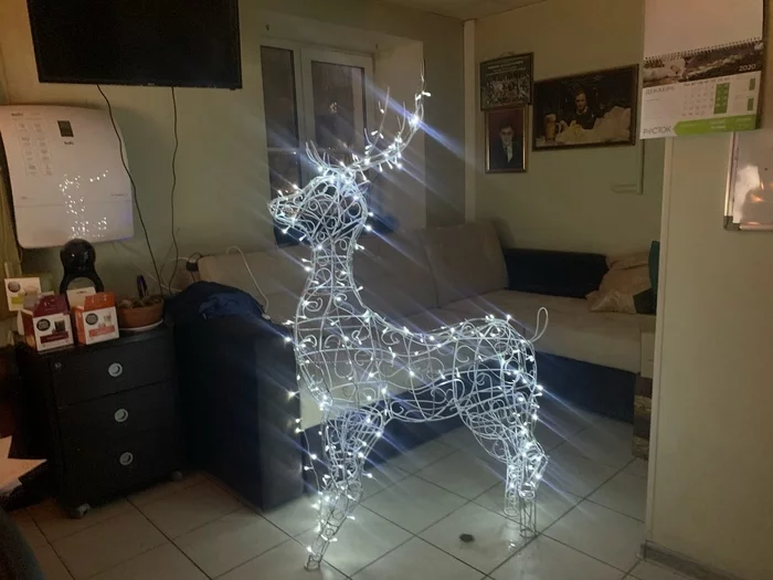 Light figures. Decoration of the cottage and office - My, Decoration, New Year, Longpost, New Year's decoration, LEDs, Garland, Deer