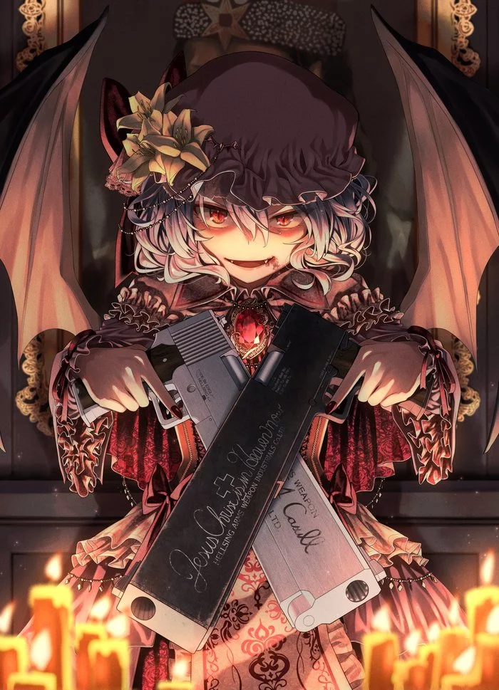 Remilia Scarlet - Touhou, Hellsing, Anime art, Anime, Remilia scarlet, Greenkohgen, Crossover