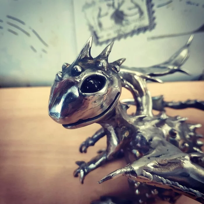 Little dragon - My, With your own hands, Needlework without process, The Dragon, Stainless steel, Welding, Longpost