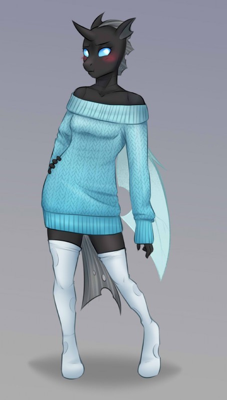 Cutie in a sweater - My little pony, Changeling, Original character, Anthro, MLP Socks