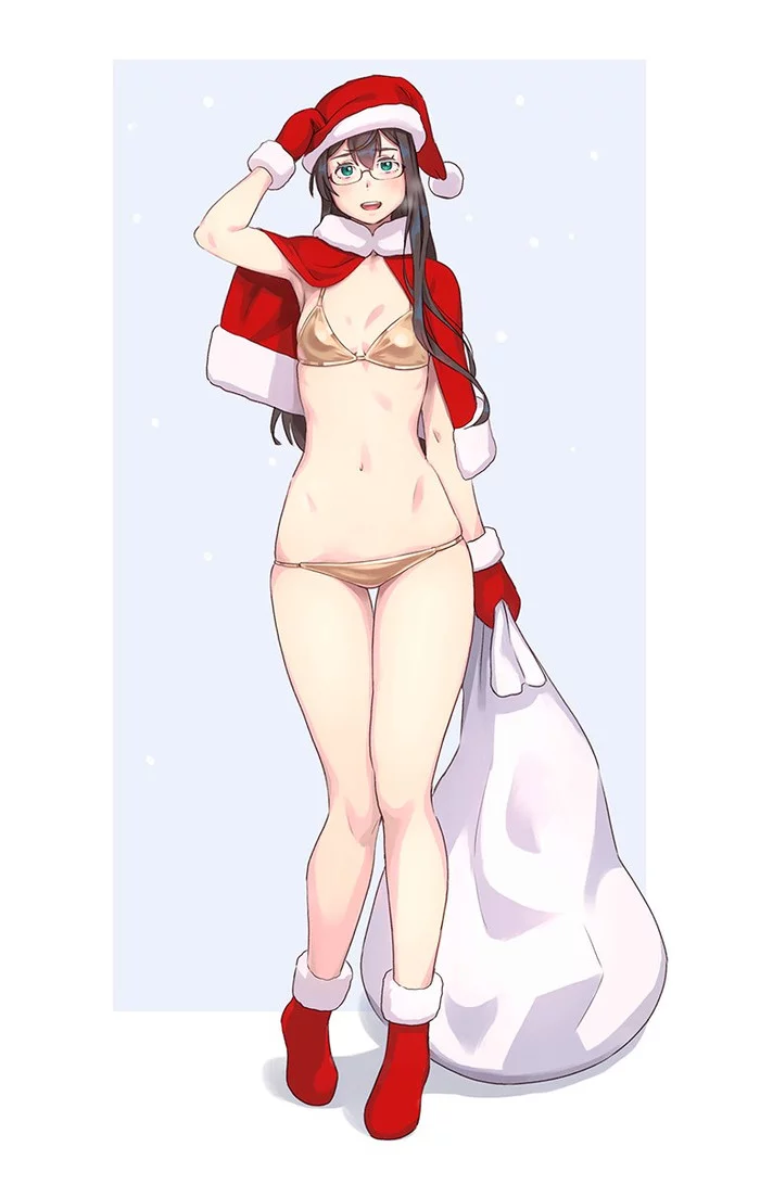 Santa Ooyodo - Kantai Collection, Ooyodo, Аниме, Anime Art, Купальник, Бикини, Santa costume, Yuji