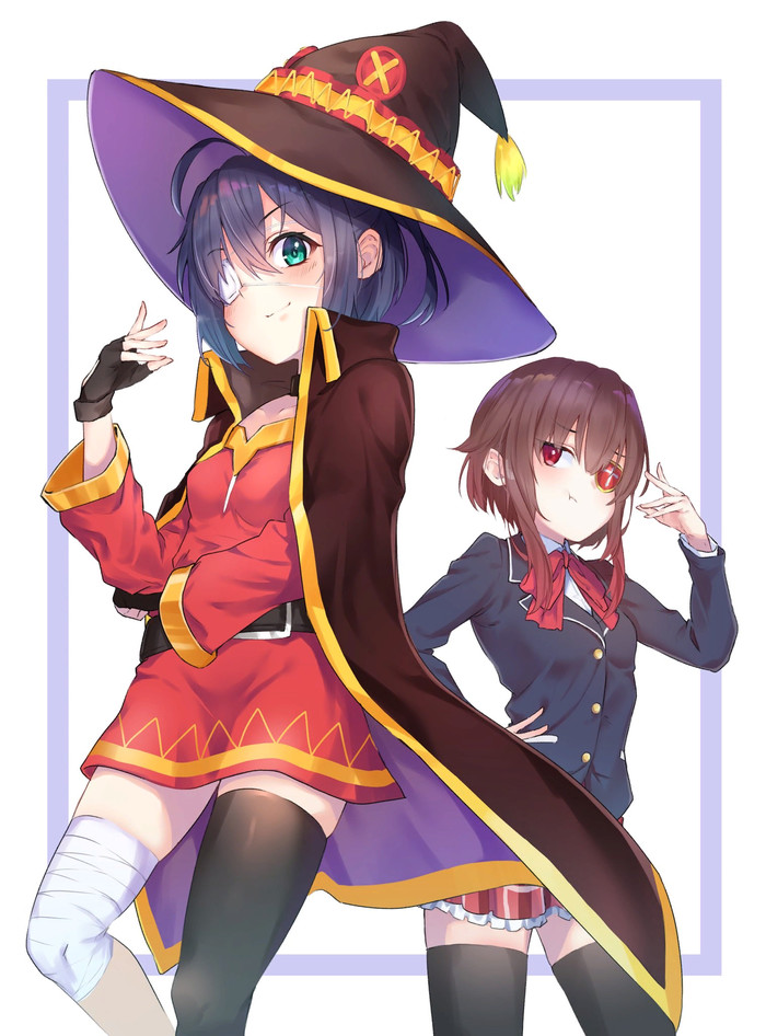 Megumin & Rikka Takanashi Rikka, Megumin, Konosuba, Chuunibyou demo koi ga Shitai!, Anime Art, , 