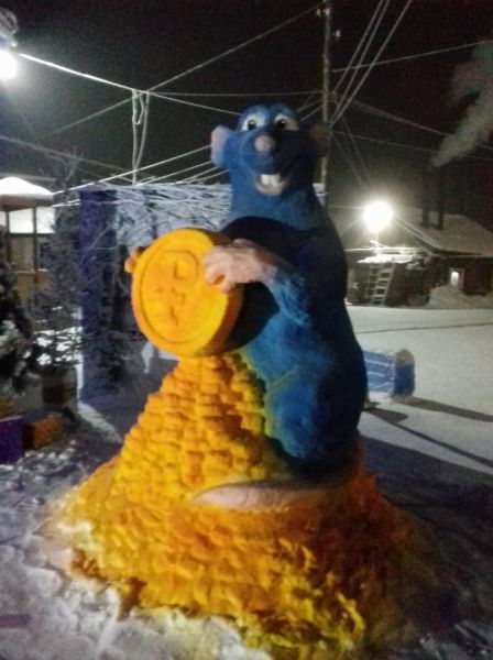 Snow sculpture from a Yakut craftsman from the Tomponsky ulus of the Republic of Sakha (Yakutia) s. Cross-Khaljai - Yakutia, Craftsmen, Bull, Snow figures, Longpost