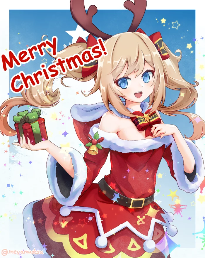 Барбара - Anime Art, Аниме, Barbara (Genshin Impact), Genshin Impact, Santa costume