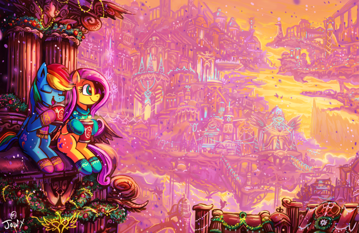 Slice of Equestria before the eve My Little Pony, Ponyart, Rainbow Dash, Fluttershy, Jowybean