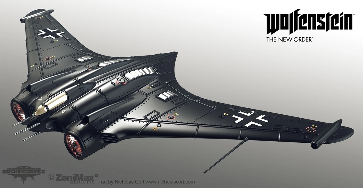 1 wing me. Horten ho 229 вольфенштайн. Летающее крыло Horten ho 229. Хортен 229 Wolfenstein. Немецкий истребитель Horten 229.
