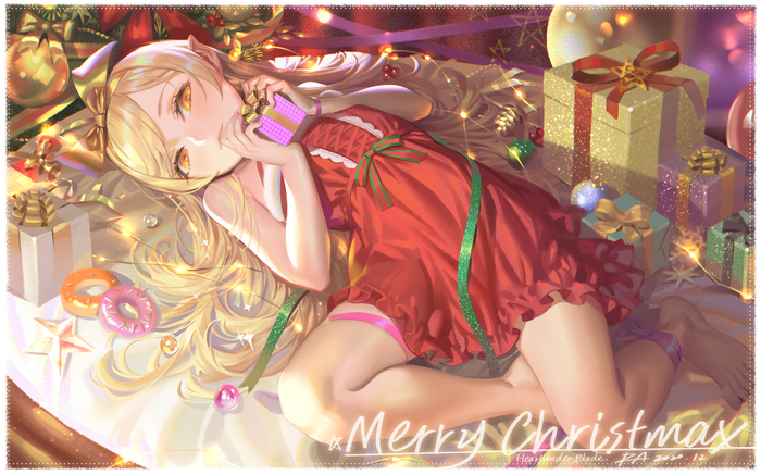 Merry Christmas , Anime Art, Monogatari Series, Shinobu Oshino