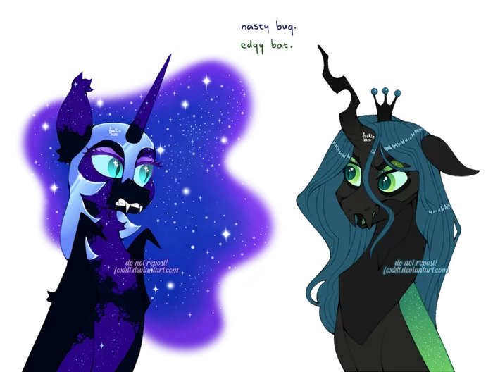 Лунная Пони и Королева - My Little Pony, Nightmare Moon, Queen Chrysalis