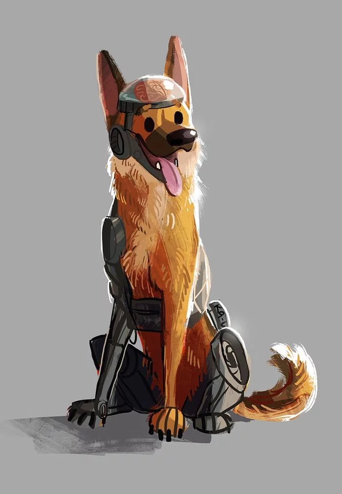 Rex - Art, Dog, Fallout, Fallout: New Vegas, Rex, Rex, German Shepherd, Cyborgs