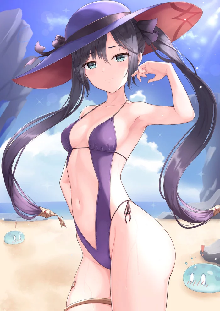 Beach Mona - Genshin impact, Mona (genshin impact), Anime art, Anime, Games, Swimsuit