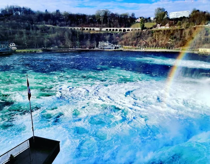 Рейнский водопад Шаффгаузен (Rheinfall) - Моё, Водопад, Швейцария, Европа, Радуга, Длиннопост