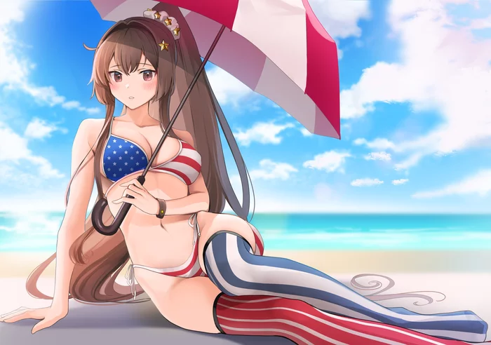 Yamato - Kantai collection, Yamato, Bikini, Swimsuit, Anime, Anime art, Yunamaro