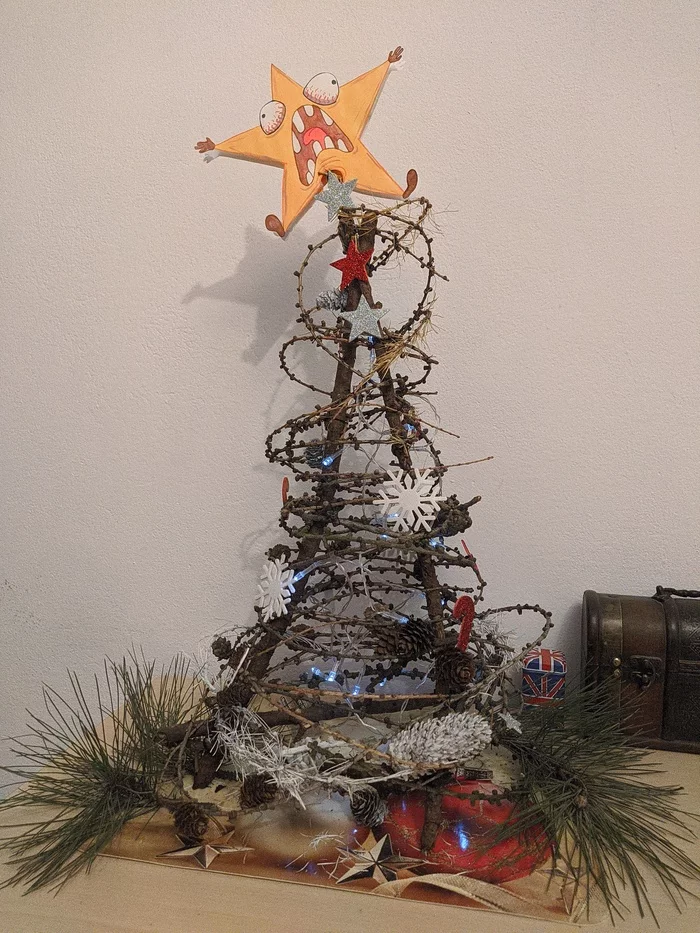 A star screaming Kurwaaaa!!! - Longpost, Proidemtes, Warsaw, Screaming star, New Year's decoration, With your own hands, Christmas tree, My