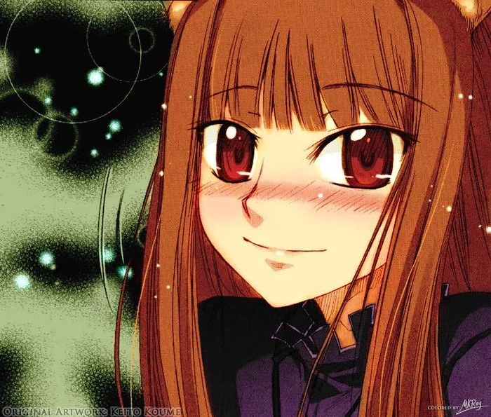 [Колоризация] Ох уж эти глазки... - Spice and wolf, Арт, Колоризация, Аниме, Anime Art, Holo, Koume Keito