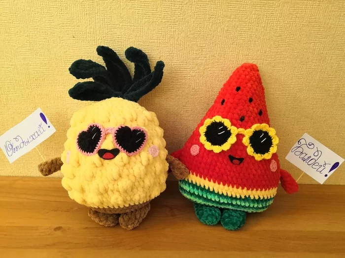 Happy New Year! - My, Needlework without process, Watermelon, A pineapple, Knitting, Crochet, Soft toy, With your own hands, Amigurumi