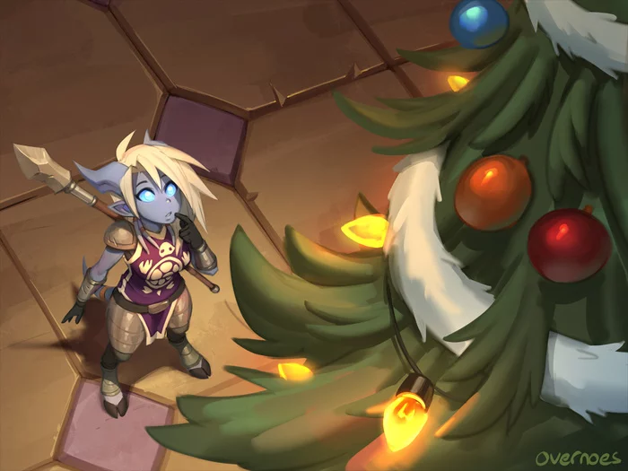 Happy Winter Veil from Zeon-in-a-tree - Zeon-In-a-Tree, Art, Draenei, World of warcraft, Longpost