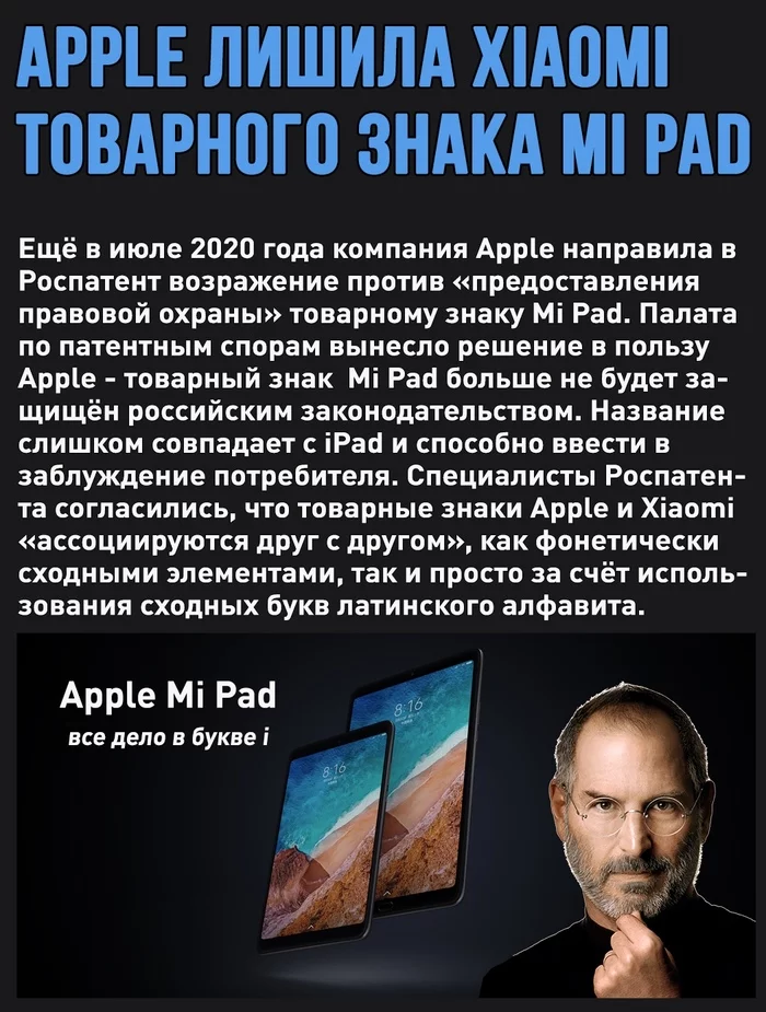 It was too similar - iPad, Apple, Xiaomi, Patent, Patent law