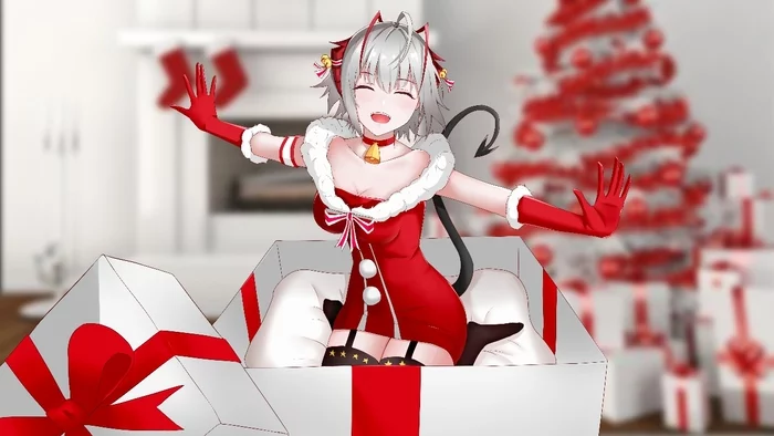 Boom! Ahahaha~! - Arknights, , Anime, Anime art, Santa costume, W (Arknights)