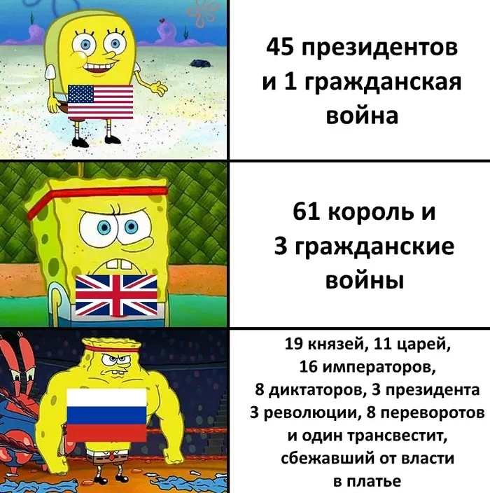 Our lives were hard... - Humor, Picture with text, Story, SpongeBob, Memes, Politics, Country, Russia, , USA, Great Britain