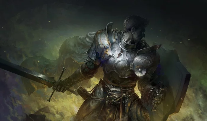 Knight with shield - Knight, Shield, Sword, Men, Art, Armor, Warrior, Armor, , Fantasy