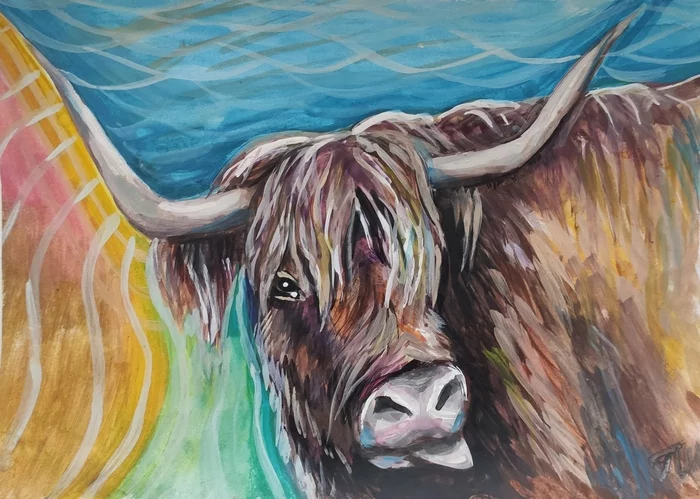 Happy Year of the Ox! - My, Bull, Year of the bull, Art, Drawing, Watercolor