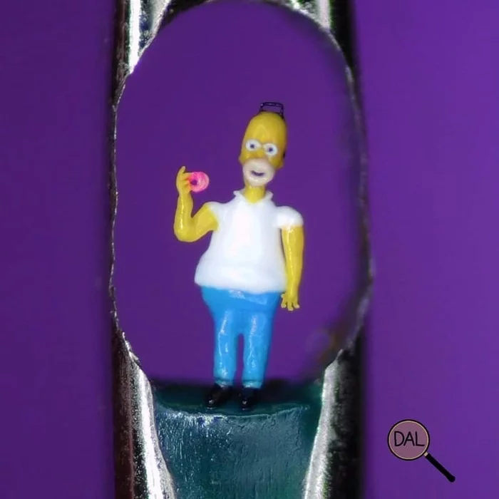 Homer Simpon in the eye of a needle... - Miniature, Homer Simpson, Eye of the needle, Longpost