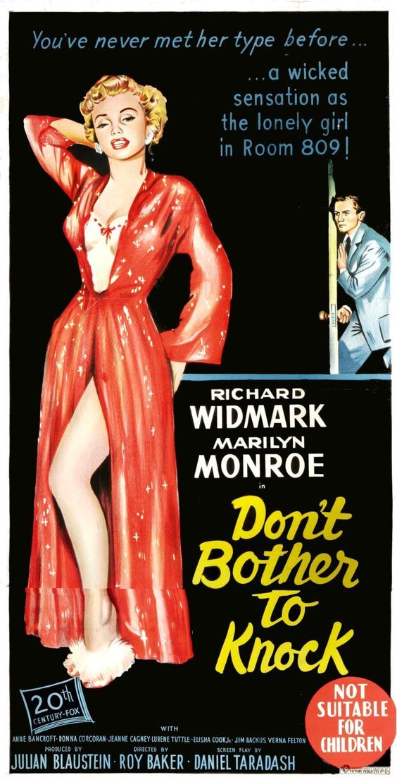 Marilyn Monroe in the film You don't have to knock (I) Cycle Magnificent Marilyn 355 series - Cycle, Gorgeous, Marilyn Monroe, Beautiful girl, Actors and actresses, Celebrities, Blonde, Movies, , Hollywood, USA, Poster, Movie Posters, 50th, 1952, Longpost