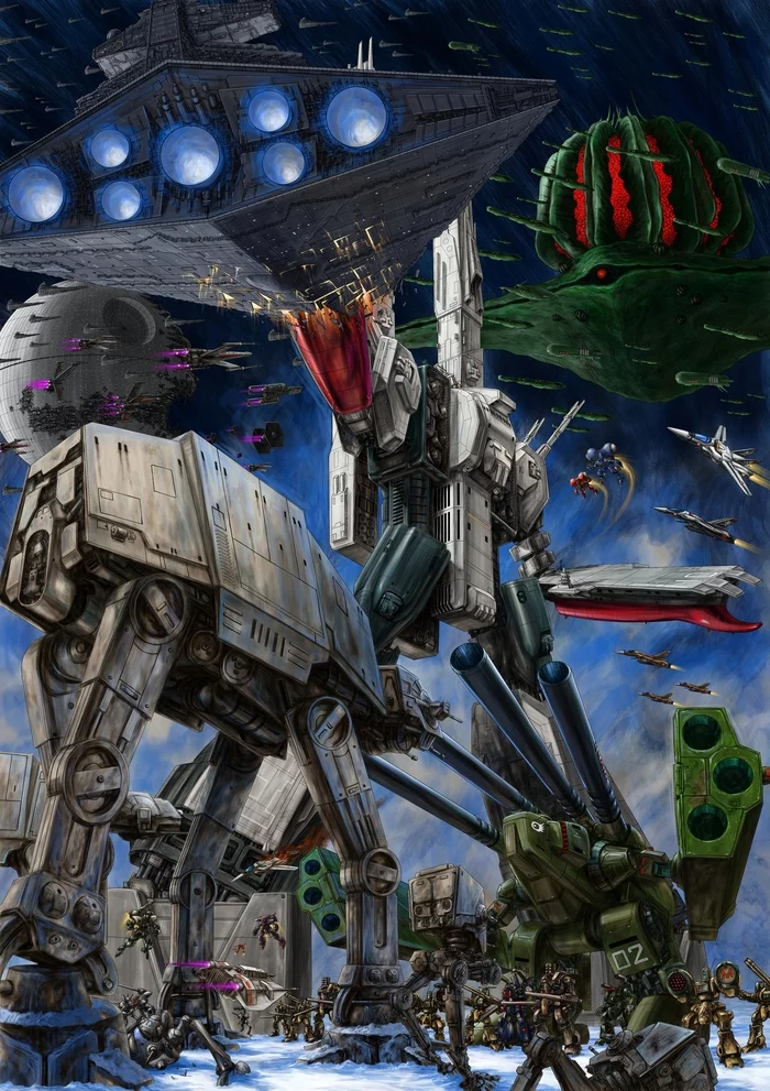 Crossover of the century! - Macross, Star Wars, Anime, Art, Crossover, Anime art