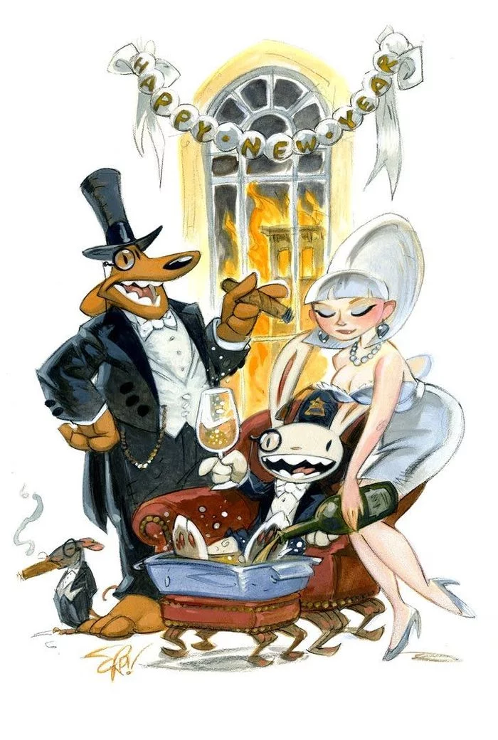 Sam and Max celebrate New Year - Sam and Max, Art, Games