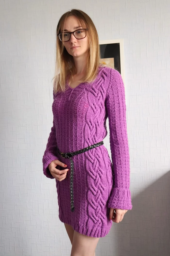 Lilac dress - My, Needlework without process, With your own hands, Handmade, Knitting, Knitting, The dress, Beautiful girl, Longpost