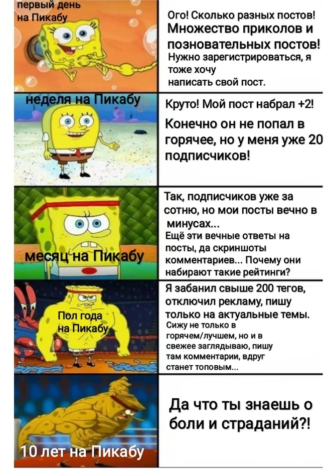 The Path of the Pikabushnik / Cognition - My, SpongeBob, Memes, Path, Experience, Pick-up headphones, Personal experience, Humor, Cognition, Peekaboo