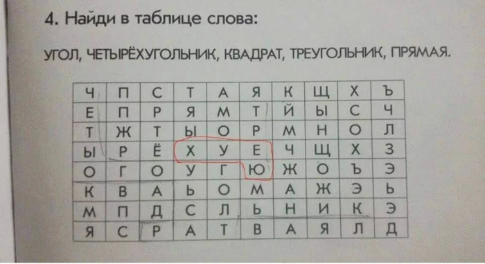 Find the words - My, Textbook, Mat, Studies, You can't figure it out on purpose