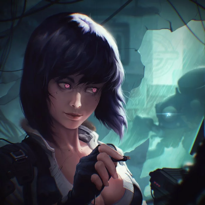 The cute face of Motoko Kusanagi - Anime, Anime art, Ghost in armor, Kusanagi motoko