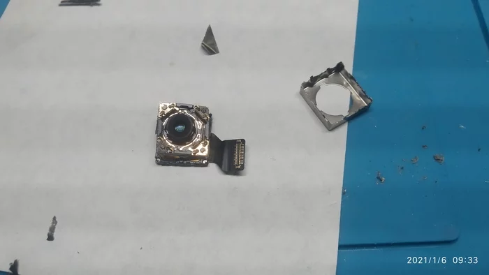 Continuation of the post “Iphone X with a damaged camera” opening the camera - My, Ремонт телефона, Photo on sneaker, iPhone X, Repair of equipment, Repair, Camera, Battery, Battery, Microscope, Interesting, Longpost