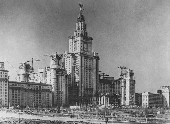 A bit from the history of the construction of Moscow State University - MSU, Moscow, Story, the USSR, Architecture, Skyscrapers, Stalinist architecture, Sparrow Hills, , The photo, Longpost