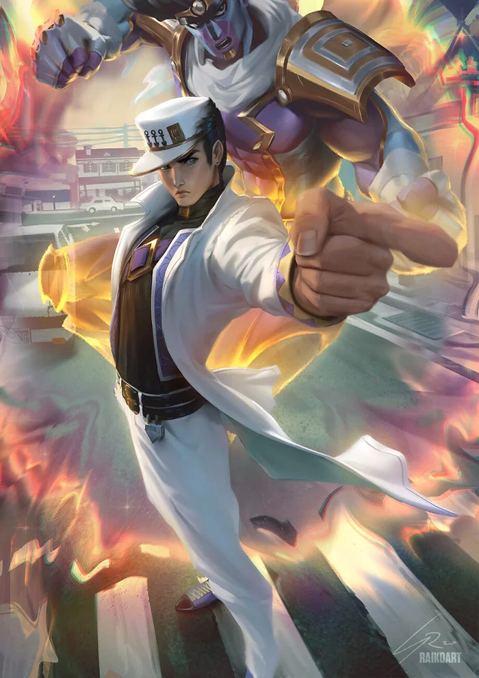 Jotaro - Jojos bizarre adventure, Kujo Jotaro, Star Platinum, Anime art, Anime, Raikoart