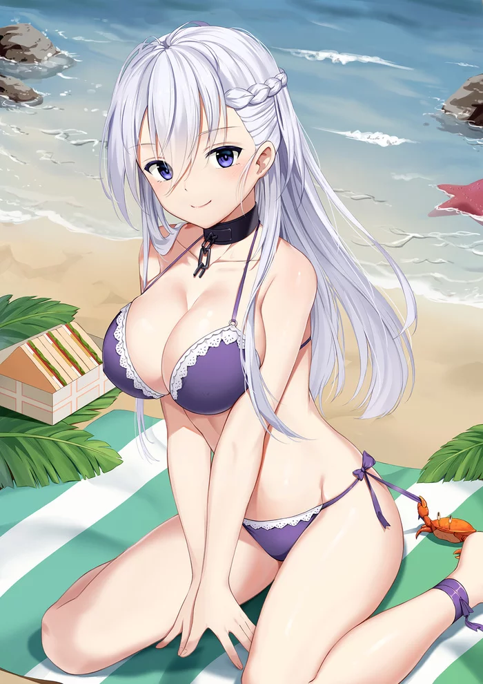 Belfast - NSFW, Anime, Anime art, Azur lane, Belfast, Swimsuit, Breast