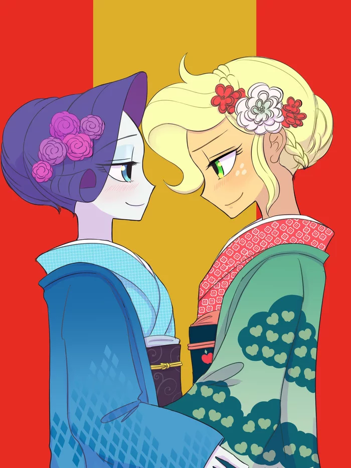 Новогодний РариДжек - My Little Pony, Equestria Girls, Applejack, Rarity, MLP Lesbian, Шиппинг, Haibaratomoe