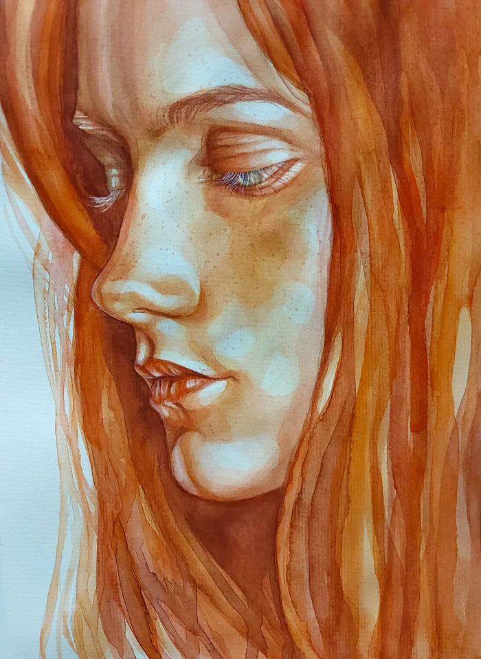 Orange - My, Watercolor, Portrait, Redheads, Creation, Illustrations, Art, Artist